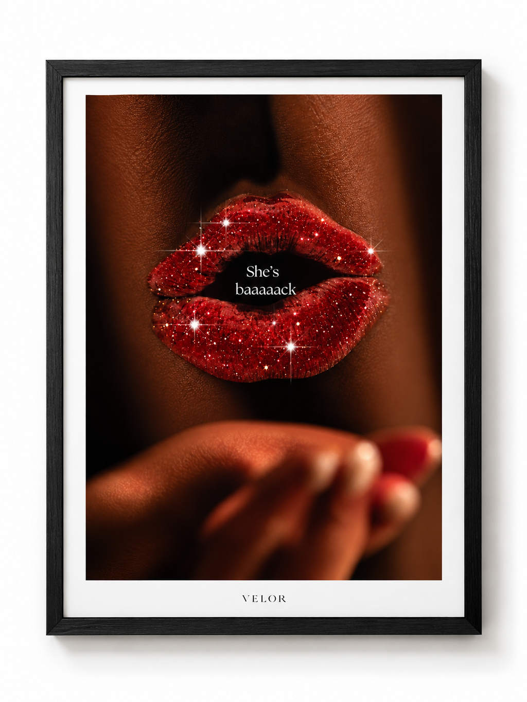 Glamorous Glitter Red Lips Poster