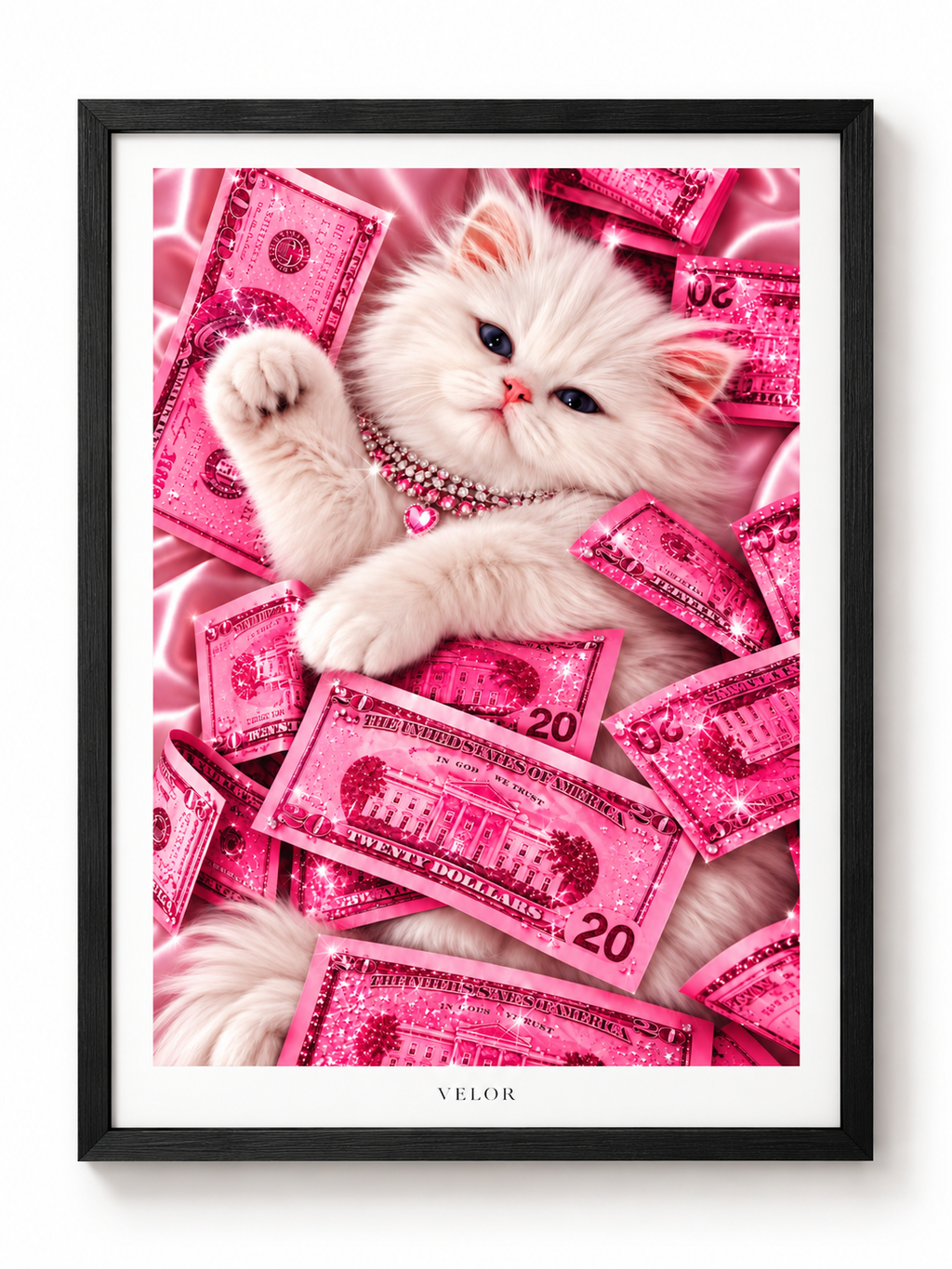 Glamorous Pink Money Kitten Poster