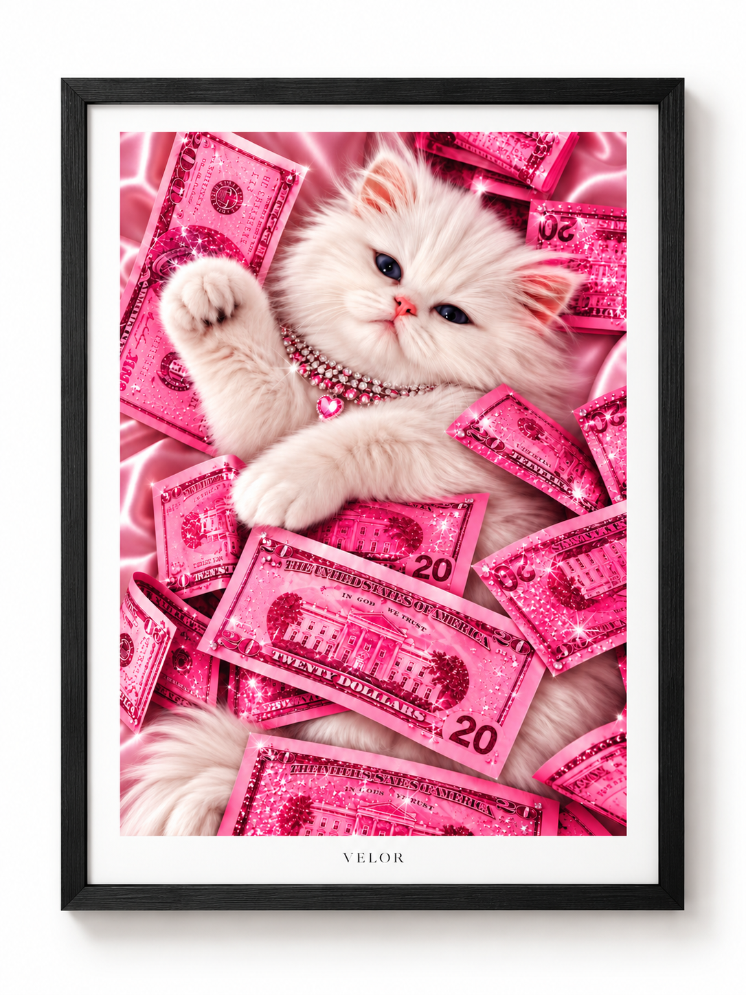 Glamorous Pink Money Kitten Poster